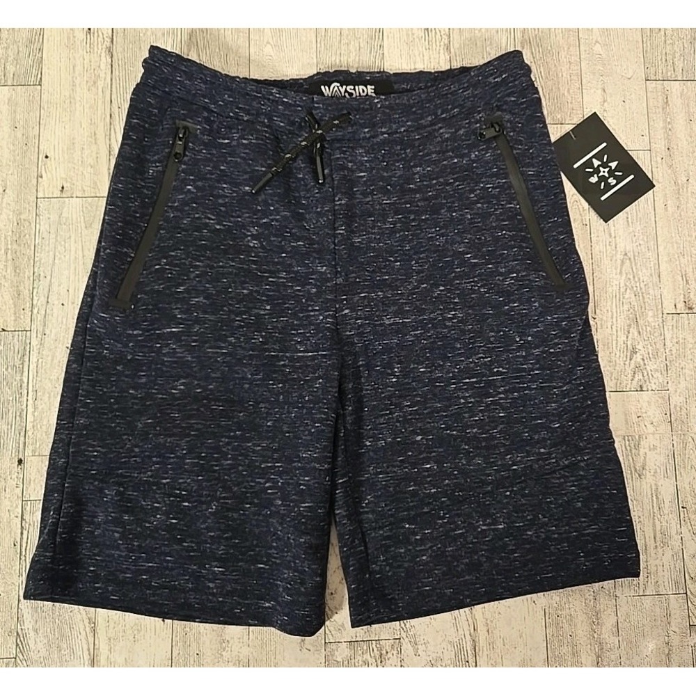 Wayside Boys Shorts Size 10 Zippered Pockets Blue Heathered NEW